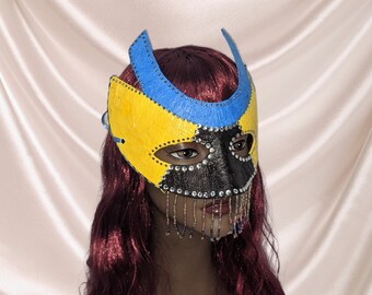 Handmade Mardi Gras Mask, Venetian Carnival Mask, Beaded Masquerade, Unique Artistic Festival mask, costume mask for him or her, unisex