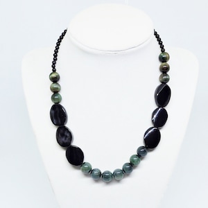 Tiger Eye and Black Onyx Necklace 18&quot; Protective Stone Balance & insight Tiger&#39;s Eye gemstone jewelry gifts for her