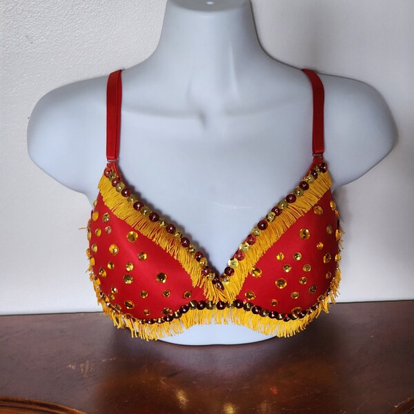 Gypsy Dancers Top Bra 36C Medium burlesque top perfect for Festivals and SCA events. Halloween Accessory for Genie Costume