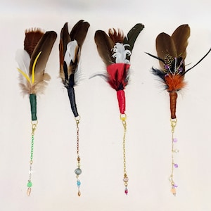 Smudging Feathers leather wrapped house blessing cleansing housewarming gift