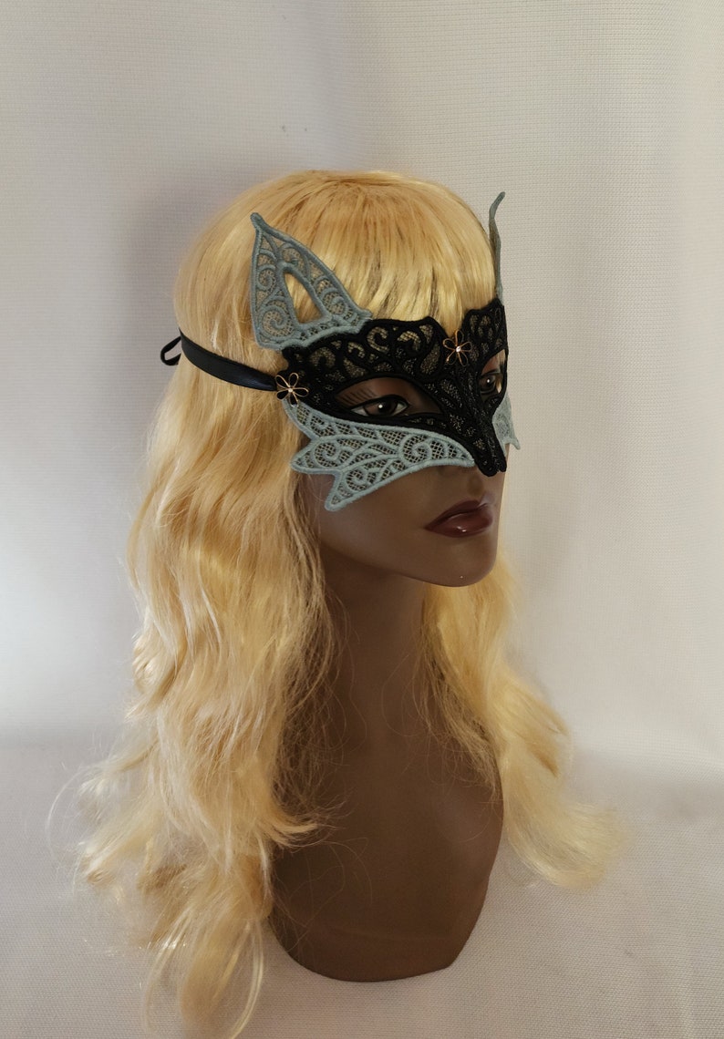 Black & Grey Fox Mask Kitsune Rave Mask Fox Masquerade Mask - Etsy