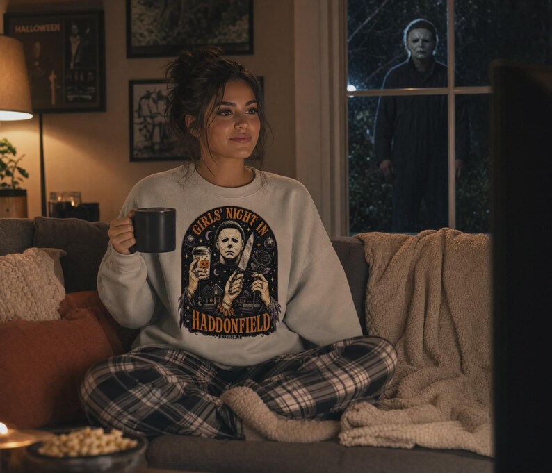 Tjejkväll i Haddonfield Michael Myers skräcktröja eller sweatshirt Classic Unisex Crewneck Sweatshirt | Gildan® 18000 - Sand
