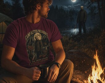 Camp After Midnight Horror Shirt | Retro Slasher Camping Tee | Crystal Lake Halloween Shirt