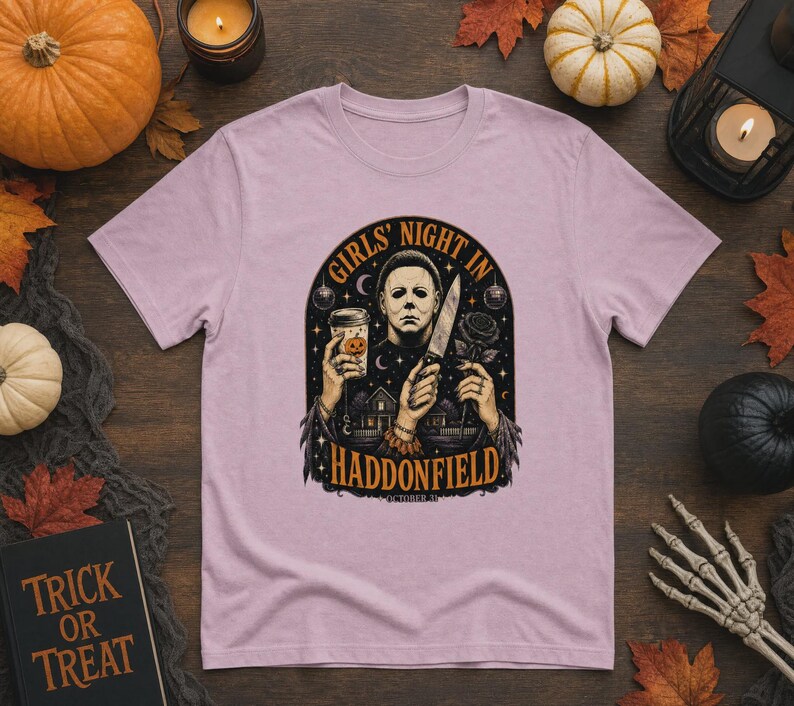 Tjejkväll i Haddonfield Michael Myers skräcktröja eller sweatshirt Heavyweight Unisex Crewneck T-shirt | Gildan® 5000 - Light Pink