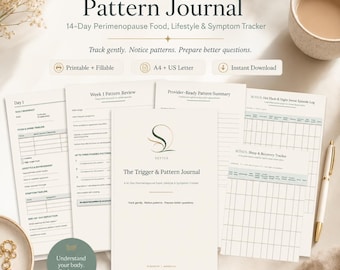 Perimenopause Symptom Tracker & Trigger Journal | 14-Day Printable Fillable PDF