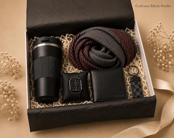 Regalo de cumpleaños para él | Caja de regalo de lujo para hombre | Set de regalo para hombre | Regalo para papá | Regalo para esposo | Caja de regalo premium | Taza de café | Reloj | Cartera