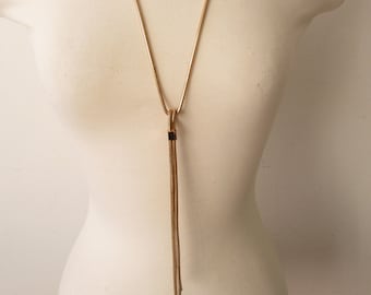 Vintage Tassel Gold Necklace, Long Tassel Pendant Retro Jewelry 1990s