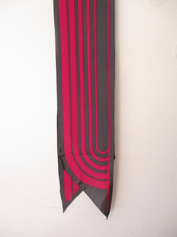 Long Thin Vera Neumann Scarf, Striped Pink Gray H… - image 1