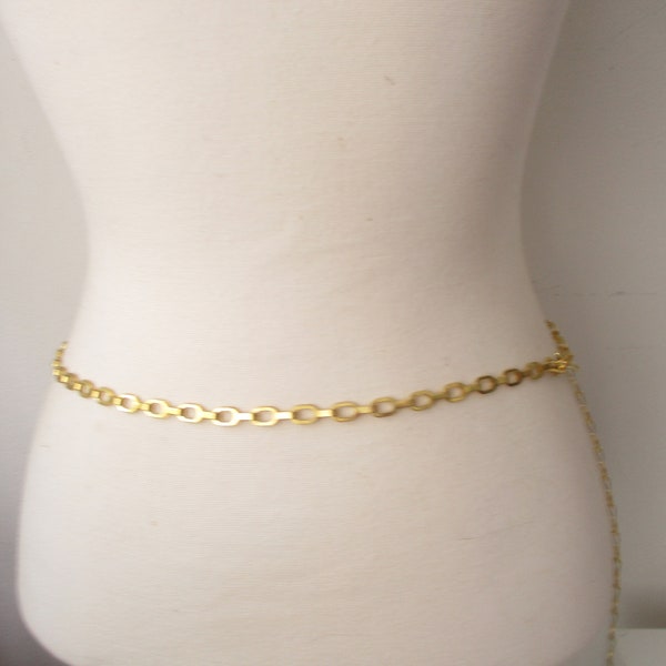 Vintage Style Gold Link Chain Belt, Single Chain Retro Belt - Womens Accessories