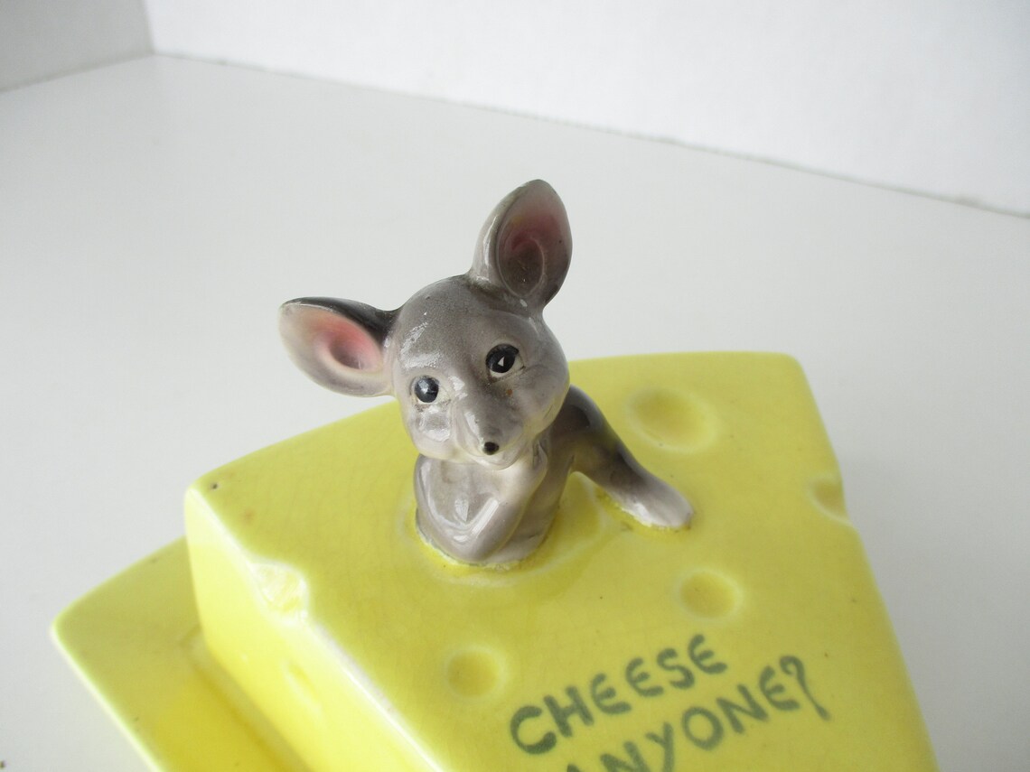 Mouse Cheese Plate Vintage Kitchenware Yellow Ceramic Etsy