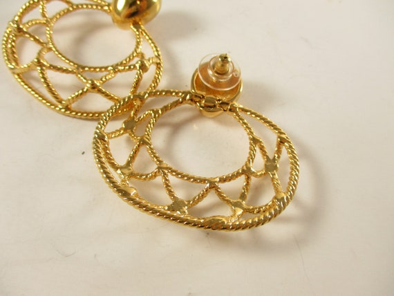 Monet Earrings, Vintage Gold Statement Bell Drop … - image 7