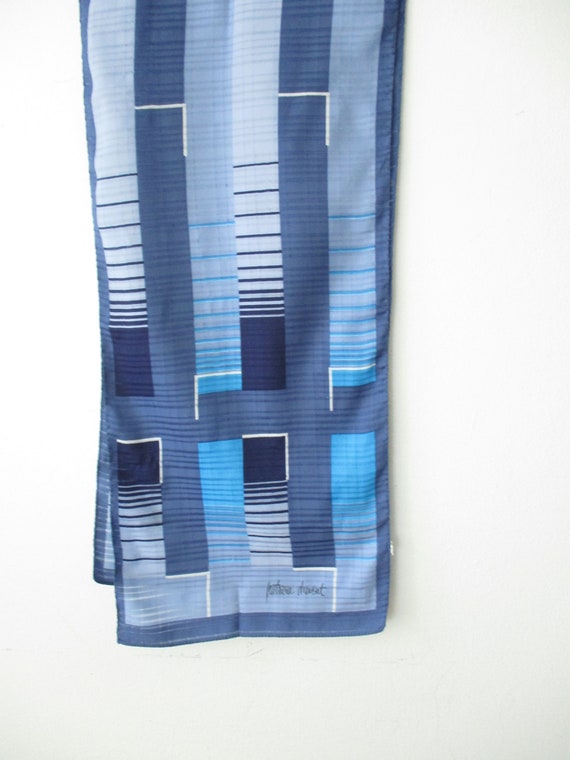 Vintage Long Striped Blue Scarf by Patricia Dumon… - image 3