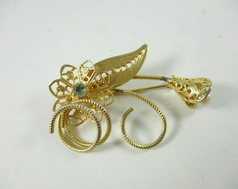 Mini Broche Vintage Gland En Or 10K WCPT – Accessoire Délicat Pour Personnaliser Vos Tenues