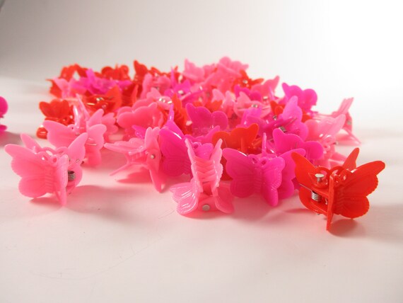 45 Tiny Butterfly Hair Clips in Pink and Red 90s … - image 4