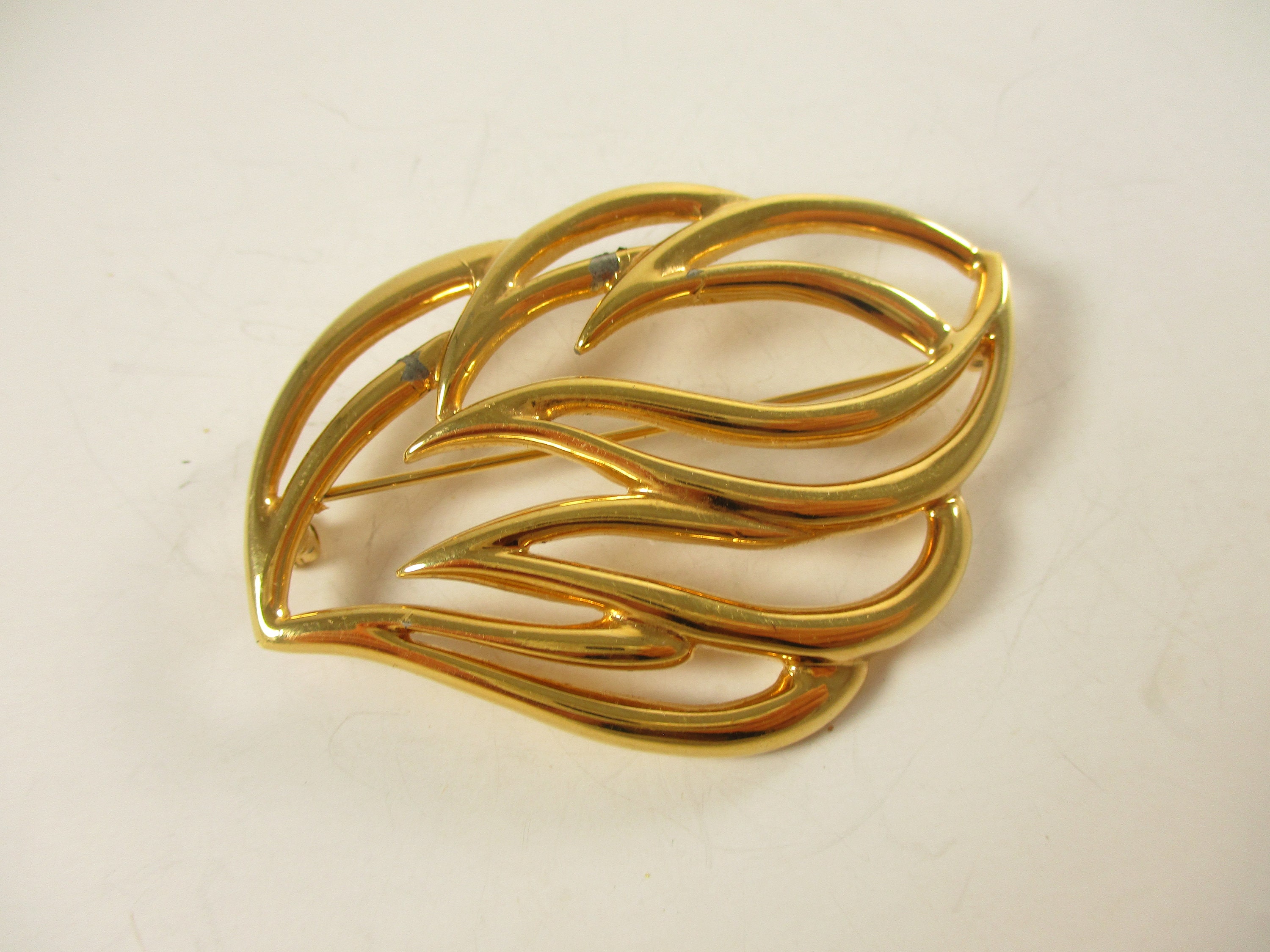 Vintage Monet Brooch Large Gold Leaf Vintage Fashion Jewelry