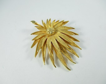 Vintage Gold Coro Craft Pin - Gold Tone Feather Leaf Brooch, Fall Fashion Jewelry 1970s