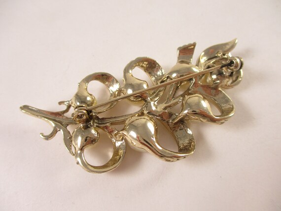 Leaf Pearl Brooch , Vintage Gold Tone Curl Leaves… - image 5