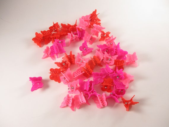45 Tiny Butterfly Hair Clips in Pink and Red 90s … - image 2