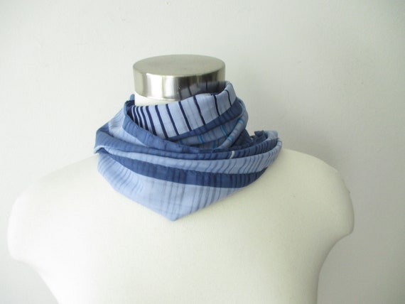 Vintage Long Striped Blue Scarf by Patricia Dumon… - image 1