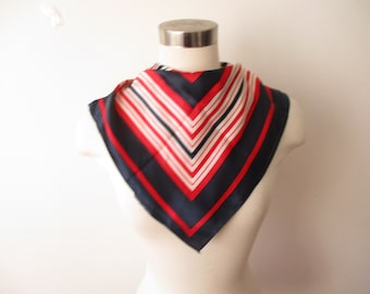 Square Print Pattern Scarf, CYMBO White, Red and Navy Blue  - Womens Accessories