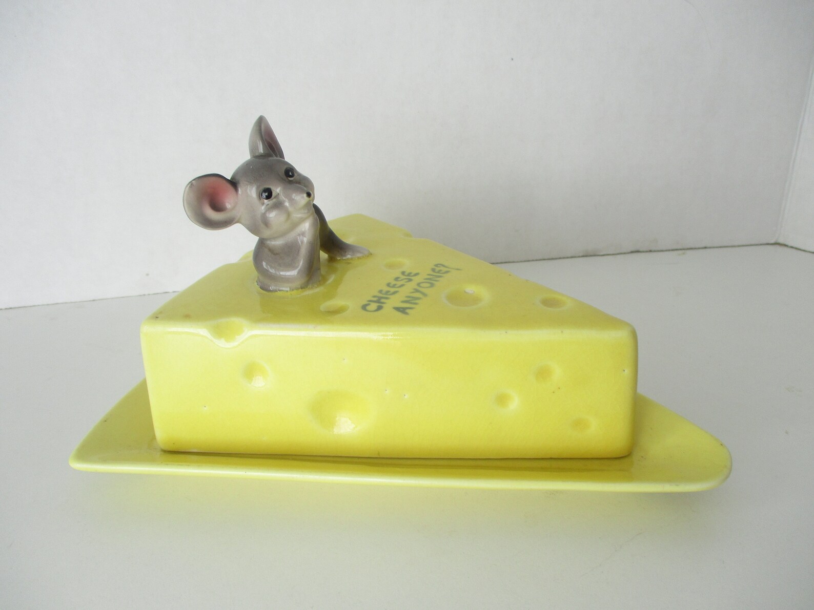 Mouse Cheese Plate Vintage Kitchenware Yellow Ceramic Etsy