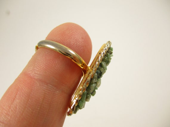 Vintage 1970s Jade Fashion  Ring, Long Gold and G… - image 2