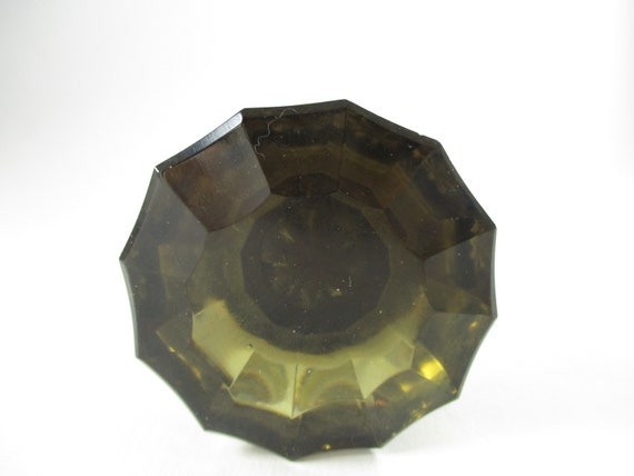 Vintage Crystal Dark Green Glass Double Door Handle Knob Pull Retro Home Improvement Supply 1980s