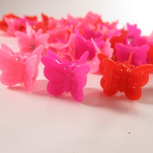 45 Tiny Butterfly Hair Clips in Pink and Red 90s Fashion Hair Clips, Small Flowers