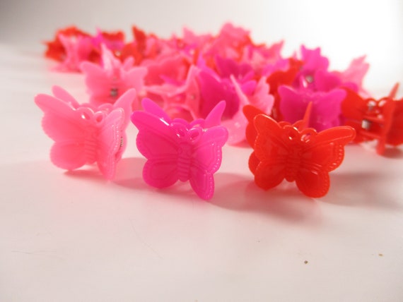 45 Tiny Butterfly Hair Clips in Pink and Red 90s … - image 1