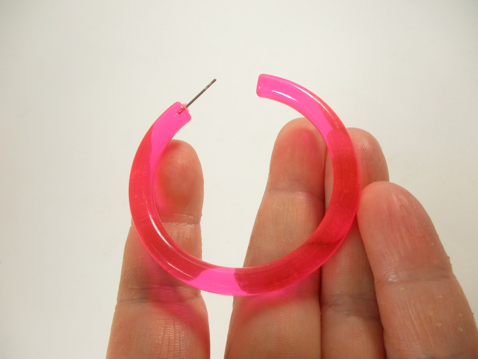 Hot Pink Hoop Earrings Neon Y2K 90s Large Hoops Trending Etsy