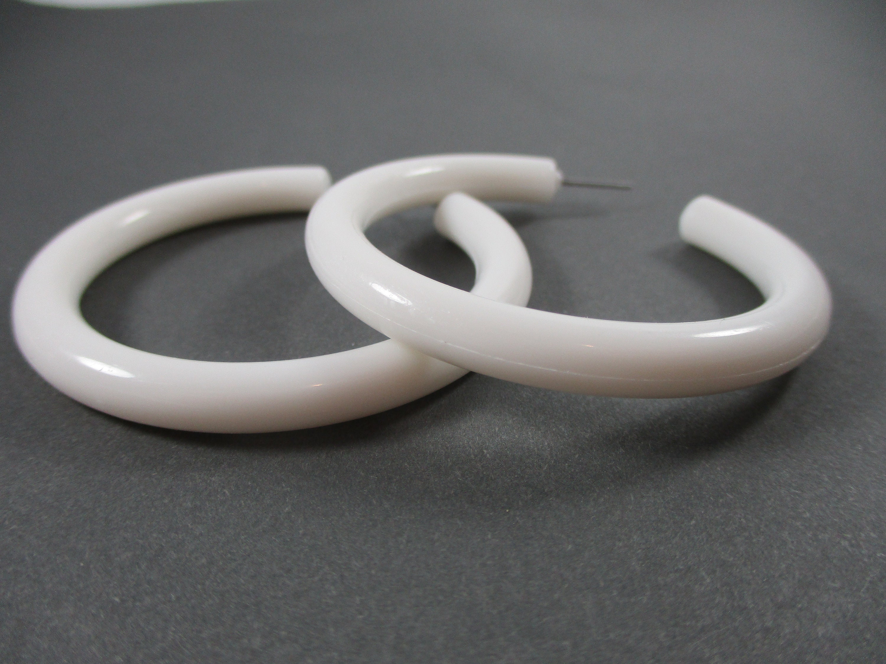 Vintage Large Acrylic Hoop Earrings White Pierced Statement Etsy