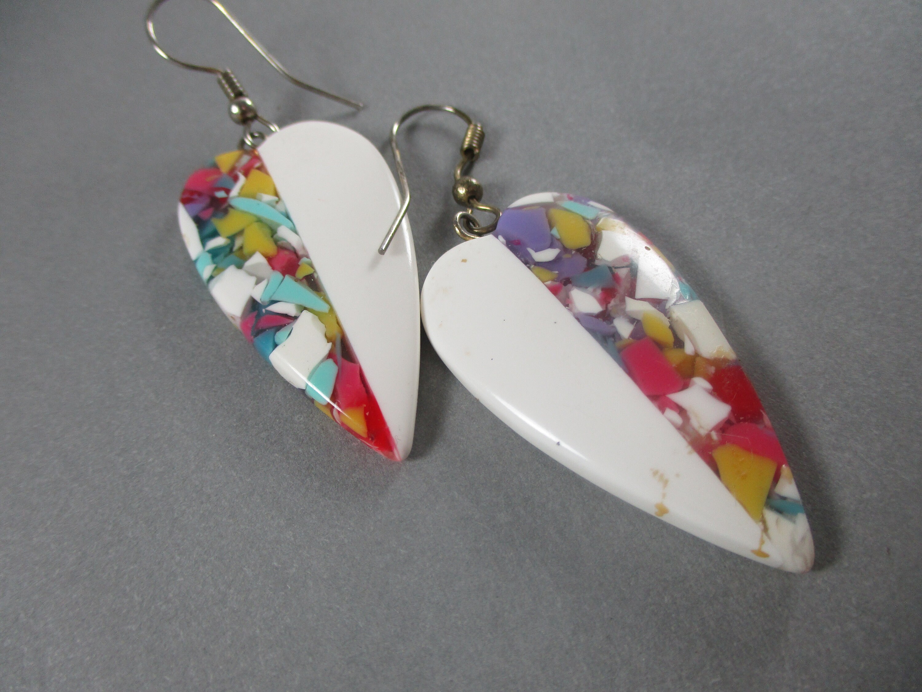 ■VINTAGE HOLLYWOOD■ Colorful Heart Earrings VH2313EA002B Vintage Copper Heart Earrings - Vintage 3D Heart Copperplate