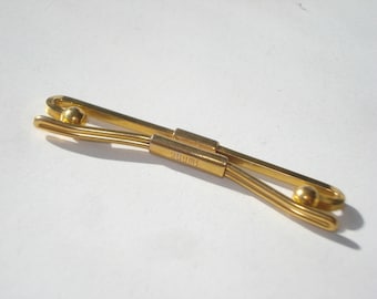 Vintage Swank Bow Tie Clip - Gold Tone Bowtie Bar -  Retro Mens Accessories