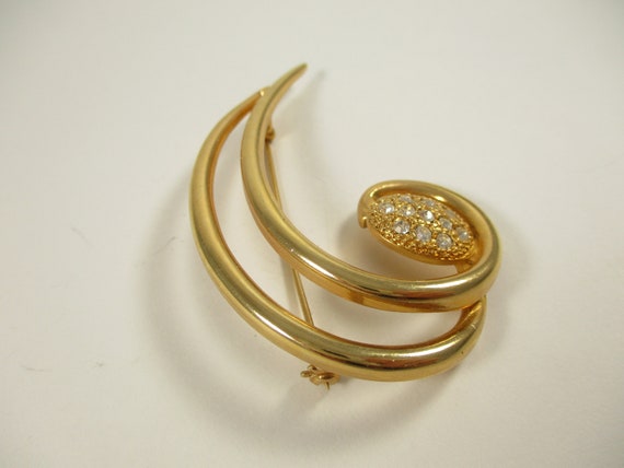 Vintage Brooch, Rhinestone Curl Twist Pin Fashion… - image 2