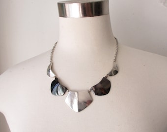 Vintage Silver Black Geometric Pendant Necklace,  Liz Claiborne Jewellery , Fashion Jewelry 1990s