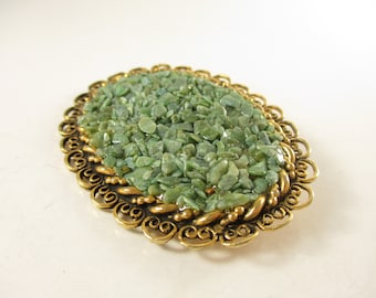 ヴィンテージ ラージ グリーン ジェイド ペブルチップ オーバル