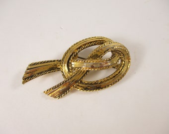 Vintage Doren Gold Twist Knot Brooch Pin Fashion Jewelry Brooch 1960s