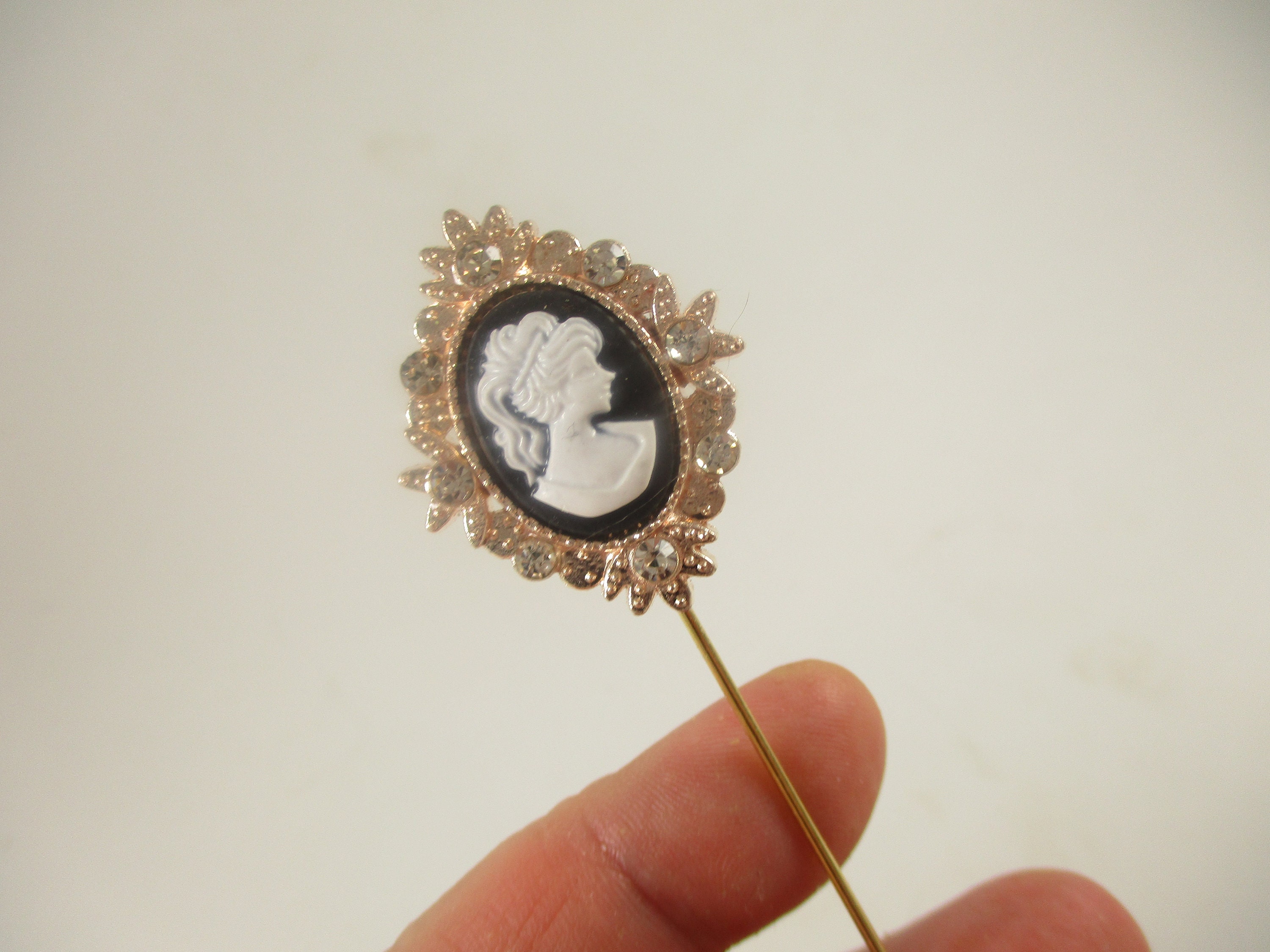 Charming vintage Victorian style cameo stick pin hat pin Gift for her.