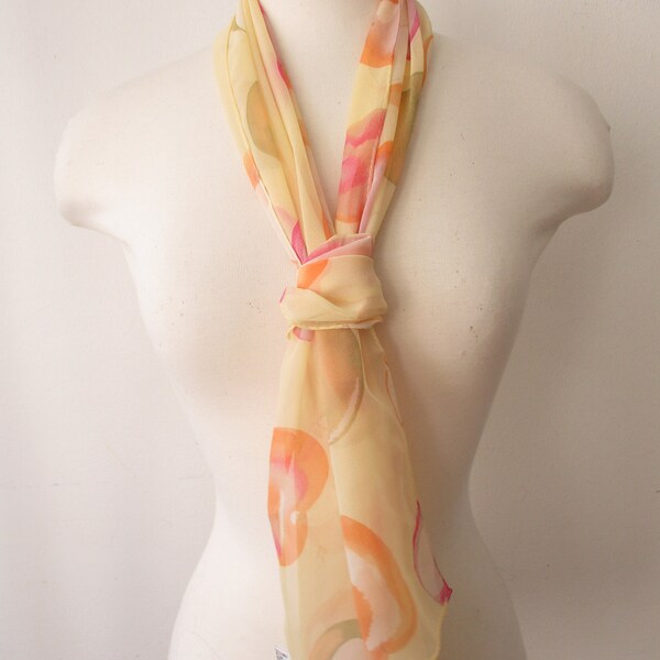 Echo Apple Print Yellow and Peach Long Scarf, Spring Fruit Scarves , Womens  Fashion Accessories 1990s