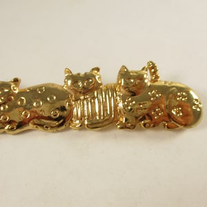 Vintage Gold Cat Brooch , Bar Thick Pin Gold Figural Pin - Jewelry