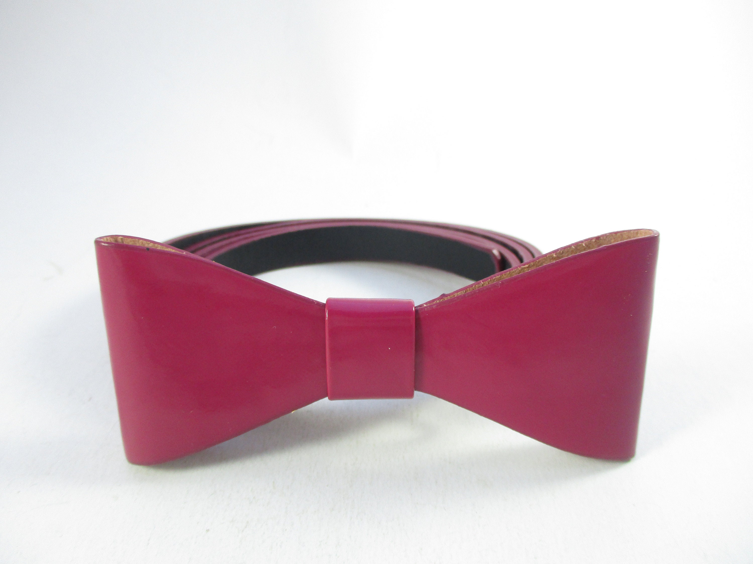 Pink Slim Leather Belt Fuchsia Bow Thin 