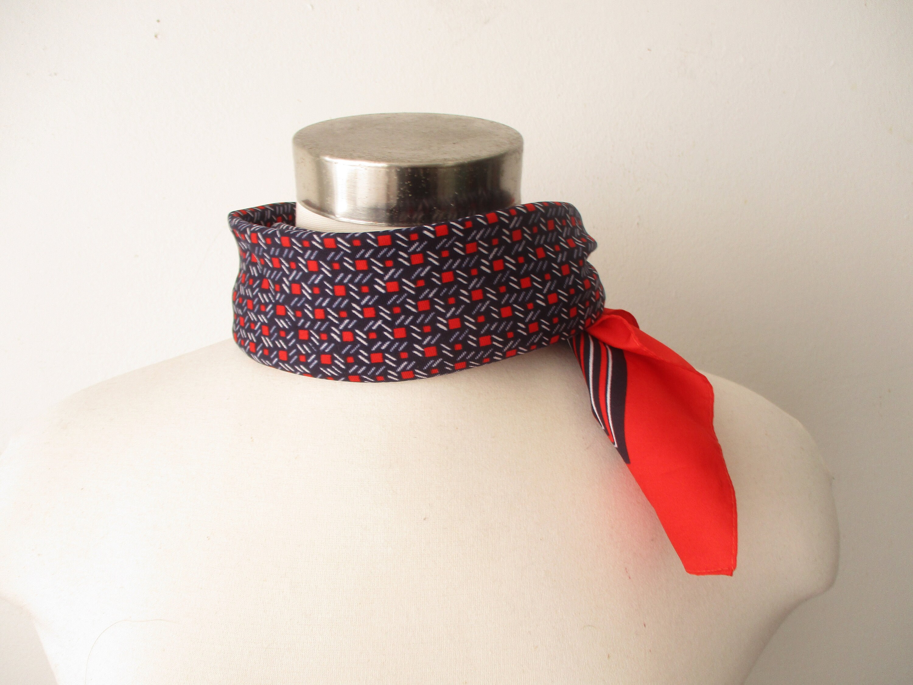 Vintage Square Red Print Scarf Fiorini , Bold Pattern