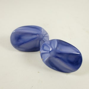 Large Oval Blue  Earrings, Pierced Bright Fashion Jewelry,  1980s
