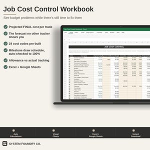 Libro de trabajo para el control de costes de proyectos de construcción / Registro de costes finales proyectados (Excel, Google Sheets)