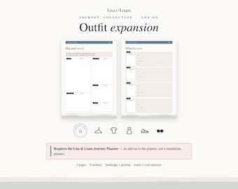 Outfit Planner Add-On | Goodnotes Capsule Wardrobe + Look Book Pages | Travel Outfit Stickers | Expansion for our Journey Planner