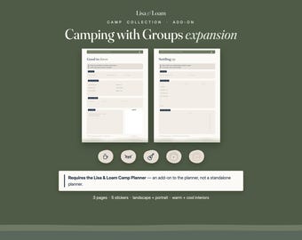 Camping with Groups Expansion for Camp Planner | Group Camping Add-On Pages, Goodnotes | Who's Cooking, Group Costs Split | 5 Stickers