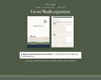 Go-To Meals Expansion for Camp Planner | Camping Recipe Cards, Goodnotes | Digital Recipe Box, Prep at Home or Camp | Meal Planning