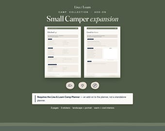 Small Camper Expansion for Camp Planner | Teardrop & Trailer Add-On Pages, Goodnotes | Tow Checklist, Leveling, Restock List | 3 Stickers