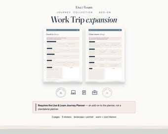 Work Trip Planner Add-On | Goodnotes Business Travel Packing List + Expense Pages | Work Day Stickers | Expansion for our Journey Planner