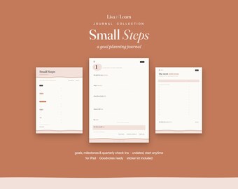Goal Planner Journal for iPad | Goodnotes Goal Setting Workbook Undated | SMART Goals, Milestones & Check Ins | 86 Stickers | Small Steps